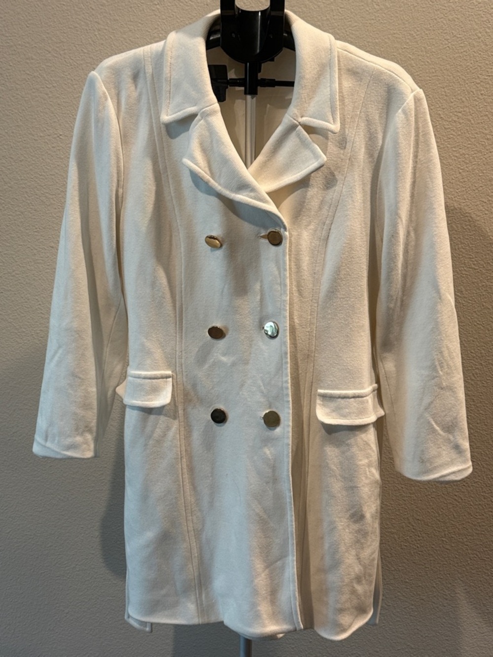 INC International Concepts Cream Double-Breasted Pea Coat